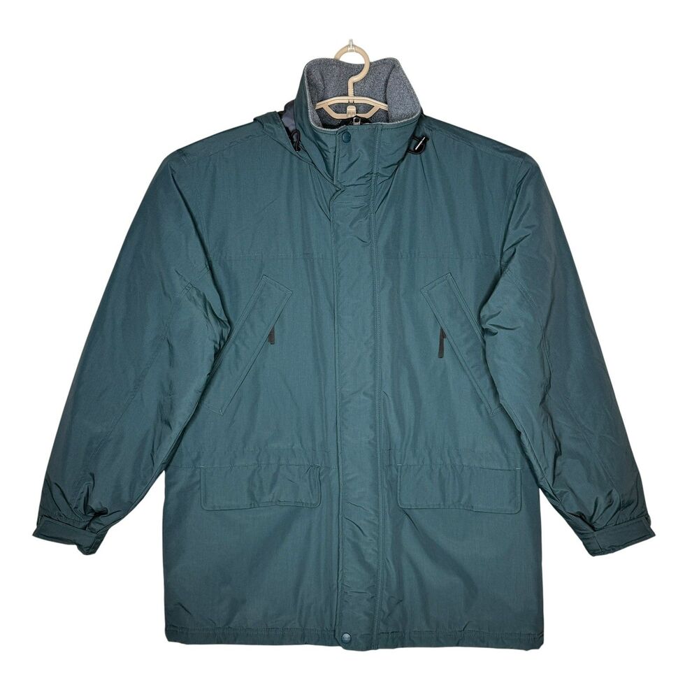 L.L. Bean Men’s Jacket Size L Green Coat Parka Polartec Hooded Thinsulate